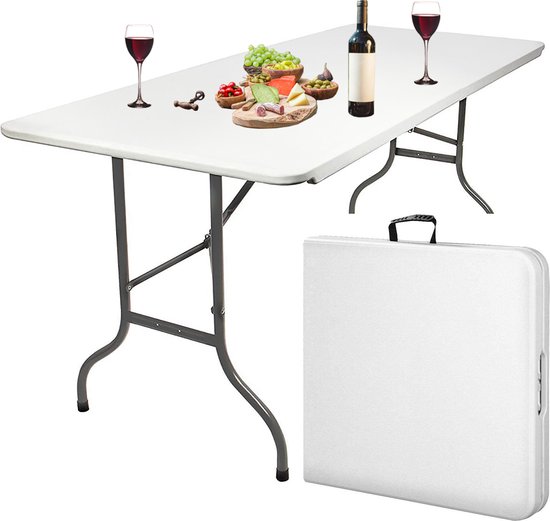 MaxxGarden Vouwtafel PRO - Opvouwbare Kampeer Tafel - Tuin - Camping - Binnen - Weersbestendig - 180 x 74 x 74cm- Wit - Voor 6 tot 8 personen