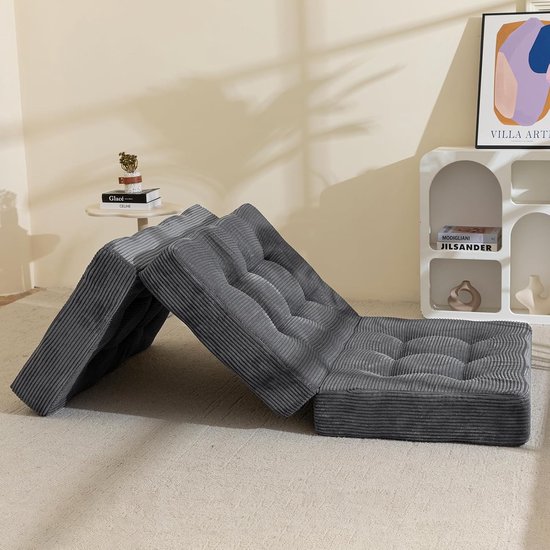 MAXYOYO Opvouwbaar matras, eenpersoons, comfortabel opvouwbaar corduroy matras met 15 cm dik schuim, drievoudig - ShopVlot