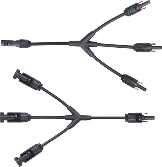 MC4 Y Splitter - Voor zonnepanelen - Set 1x FFF-M + 1x MMM-F - Professionele kwaliteit - Geconfectioneerde zonnepaneelkabel van Mocca Solar