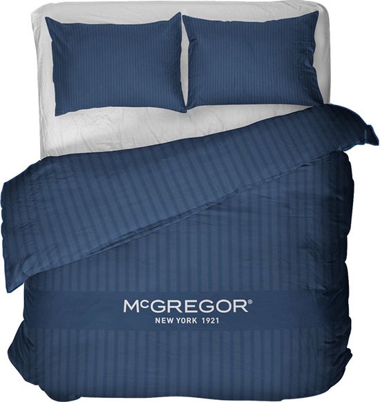 McGregor New York Satin Stripe Blue Dekbedovertrek kingsize 240x220 van Merkloos