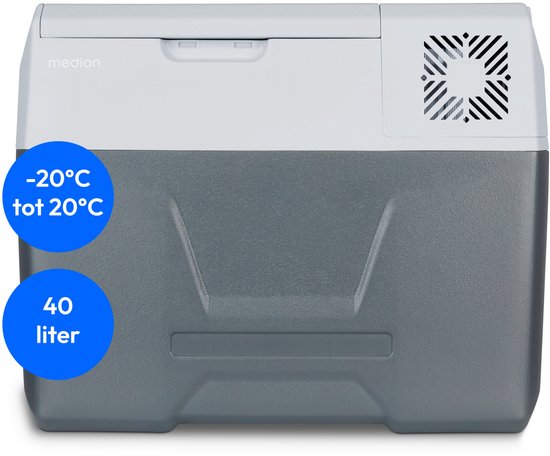 MEDION mobiele koelbox met compressor (elektrisch, 39 liter opslagcapaciteit, 60 watt, -20°C tot 20°C, LED display, USB, 230V 12V 24V autoadapter, voor auto, vrachtwagen, camper, camping (MD13111) van Merkloos