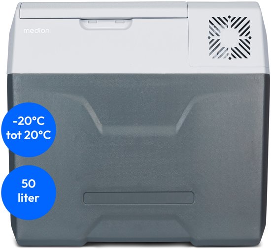 MEDION mobiele koelbox met compressor (elektrisch, 47 liter opslagcapaciteit, 60 watt, -20°C tot 20°C, LED display, USB, 230V 12V 24V autoadapter, voor auto, vrachtwagen, camper, camping MD13112) van MEDION