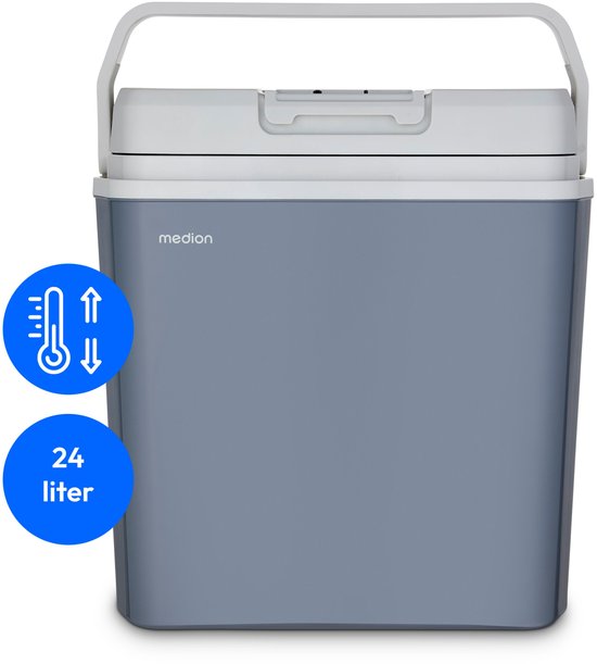 MEDION mobiele koelbox met verwarmingsfunctie (elektrisch, 2in1 koelen en verwarmen, 20 liter, draaggreep, 3in1 aansluiting 5V USB, 230V & 12V autoadapter, voor autotruck camping vakantie tuin festiva van Medion