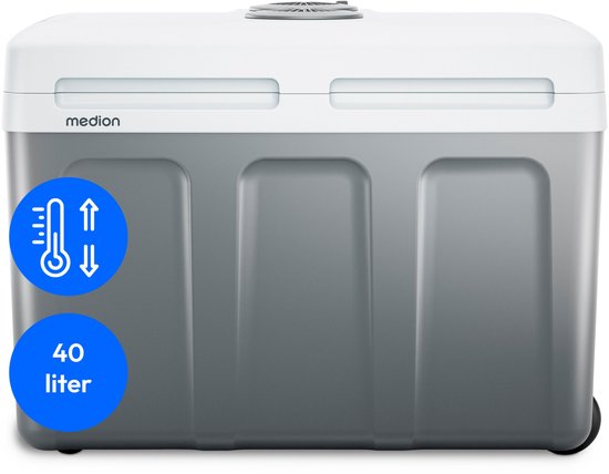 MEDION mobiele koelbox met verwarmingsfunctie (elektrisch, 2in1 koelen en verwarmen, 40 liter, 3in1 aansluiting 5V USB, 230V & 12V autoadapter, voor auto, vrachtwagen, camping, vakantie, tuin, festiva van Merkloos