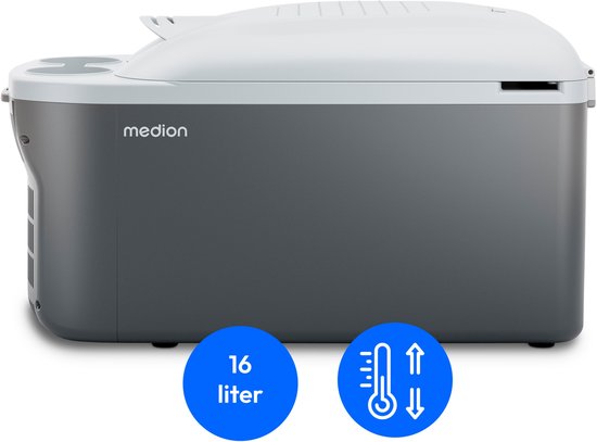 MEDION mobiele koelbox met verwarmingsfunctie (elektrisch, 2in1 koelen & verwarmen 20°C - 55°C, 16 liter inhoud, 57 Watt, 12V autoadapter, voor auto, vrachtwagen, camper, camping, tuin, MD13100) van Medion