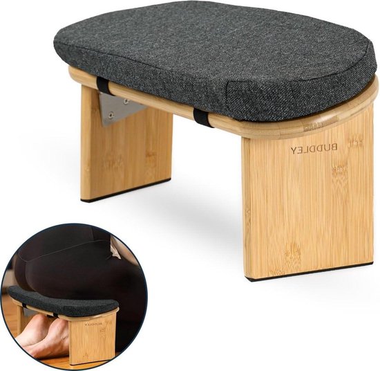 Meditatiebankje Inklapbaar met Kussen en Rugsteun pop up stool van MEDI