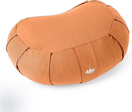 meditatiekussen, halve maan - zithoogte 15 cm - yogakussen halve maan met speltvulling - wasbare overtrek van biologisch katoen - GOTS-gecertificeerd van MEDI