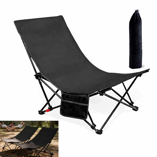 Meedeer Campingstoel-Strandstoelen-Opvouwbaar-Breed oppervlak-120KG Draagkracht-Vier versnellingen-Lichtgewicht-Met Draagtas-Zwart van Merkloos