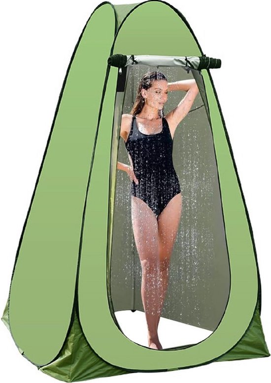 Meedeer Pop Up Douchetent - 1 persoon - draagbaar - UV-bescherming - groen van Meedeer
