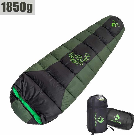 Meedeer Professional Premium Winter Slaapzak–1850 G Vulling -Waterdichting–Draagbaar-Temperatuur comfort -5°C/-10°C-Voor Camping-Backpacken-Hiken-Festivals-Logeren-Buitenhuis–220x80cm-Voor kinderen en volwassenen（Groen） van Meedeer