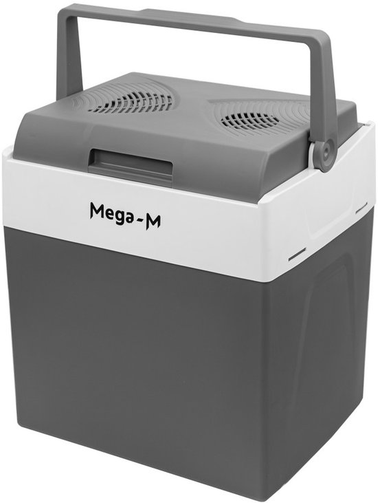 Mega-M Professionele Koelbox - 28 Liter - Koelen & Verwarmen - 12V & 230V - Elektrische Koelbox voor Auto en Thuis - Inclusief Kabels - Grijs
