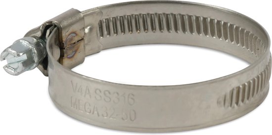 Mega Wormschroefslangklem RVS 316 40 mm x 60 mm type W5 12 mm, per 10 stuks van MEGA