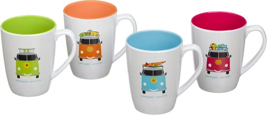 Melamine Bekerset Outdoor Smiley - 4 Stuks voor Camper en Camping