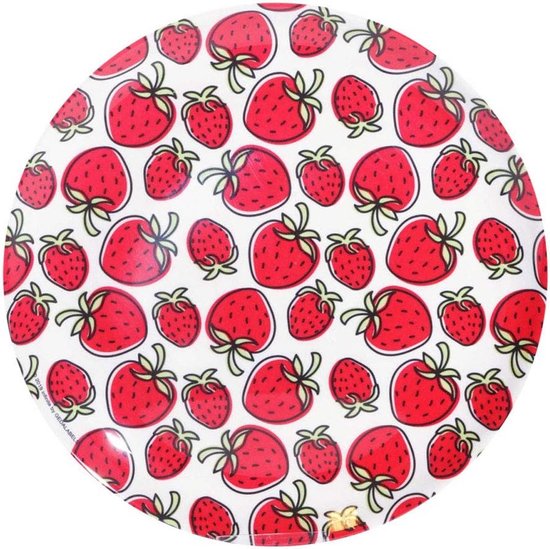 Melamine Bord met Aardbeien Design 20 cm - Geschikt voor Buiten en Meer