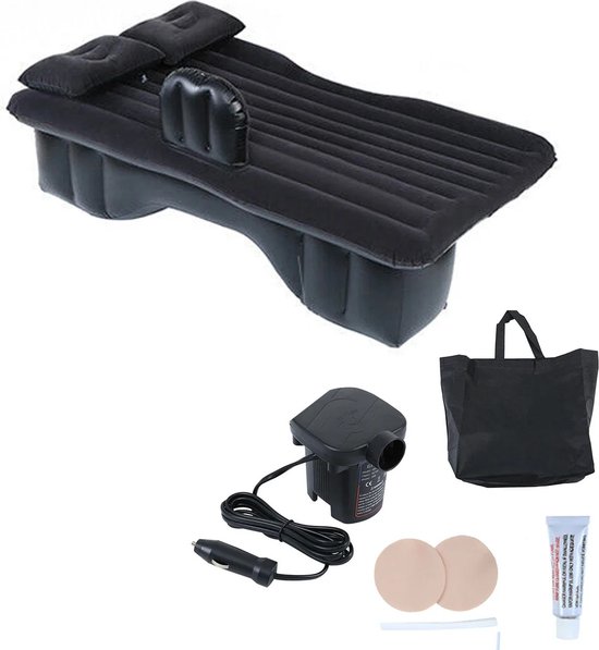 MensStore Auto Luchtbed - Auto Bed - Luchtbed - Achterbank - Kofferbak - Inclusief Elektrische Pomp En Kussens - 70x132cm - Zwart van Merkloos