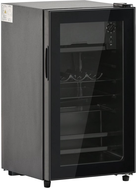 Merax 76L Mini Koelkast - 6L Vriezer en 70L Koelruimte - LED Verlichting - Geluidsarm - Energiezuinig - Verstelbare Planken - Voor 51 Blikjes - Zwart van Merax