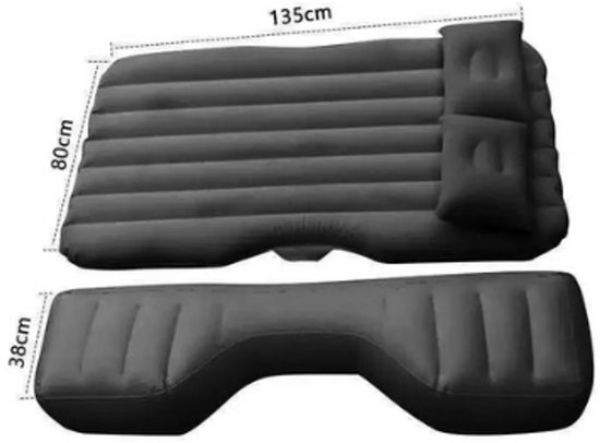 Mercadome® Opblaasbaar Autobed - Auto luchtbed - Auto matras - Comfortabel - Veelzijdig - Incl. pomp & Kussens - 135x70x38cm - Zwart van Mercadome