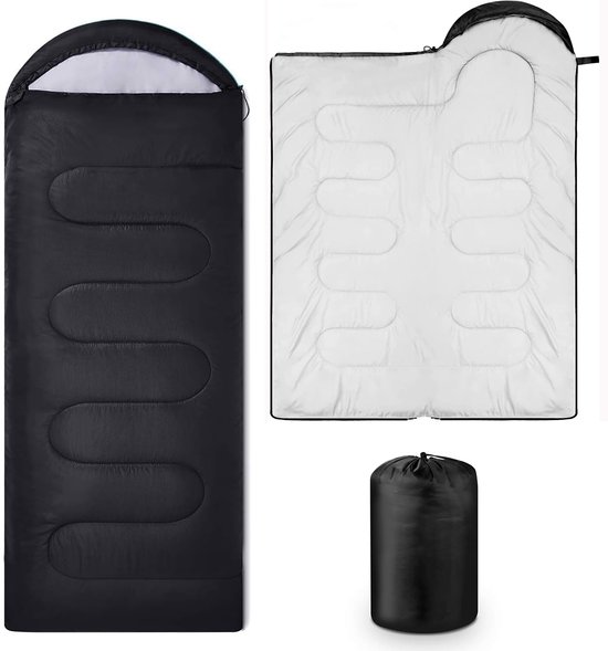 Merkloze 2-in-1 Kampeer slaapzak/deken met capuchon, 210x75cm