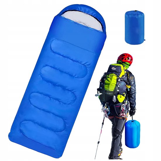 Merkloze 2-in-1 slaapzakdeken met capuchon, 210x75 cm, blauw van merkloze