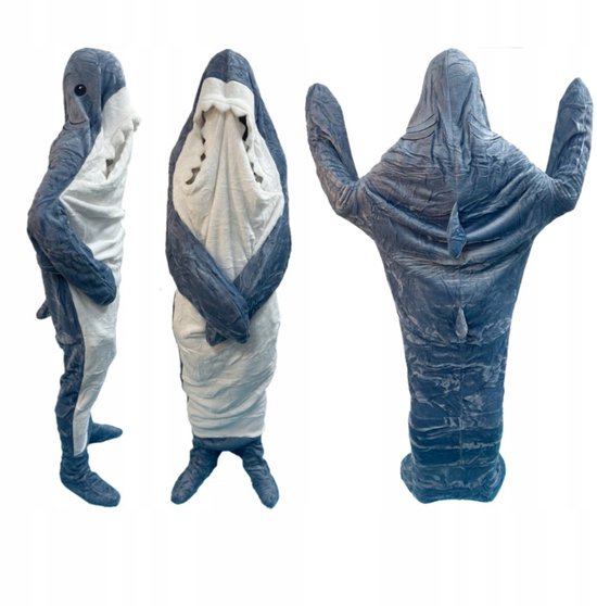 Merkloze Haai Pyjama Onesie - Maat L (170 cm)