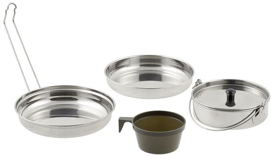 Mess kit / kookset, roestvrij staal, 5-delig