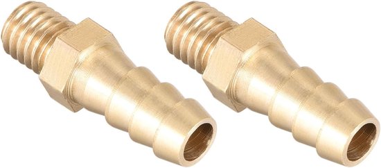 Messing Slangconnectoren M8-1.25 Manlijk x 8mm Plug - Set van 2 Stuks voor Brandstof, Lucht, Water en Olie Gebruik
