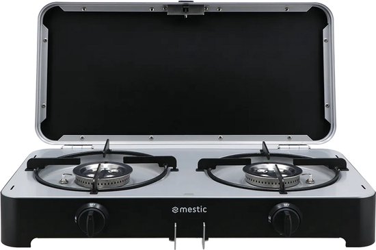 Mestic Camping Kooktoestel MGCP-1200 30mbar - 2 x 2500 Watt vermogen - Elektrische ontsteking - Inclusief afneembare windschermen van Mestic