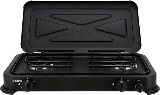 Mestic Campingkooktoestel MGC-200 50mbar - 2 Krachtige branders - Elektronische ontsteking - Inclusief deksel van Merkloos
