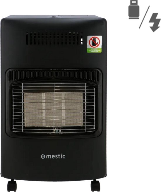 Mestic Gaskachel MRK-100T 30mbar - Rolkachel - 3 Warmtestanden - Werkt op gas en elektriciteit- Max 4200 Watt van Merkloos