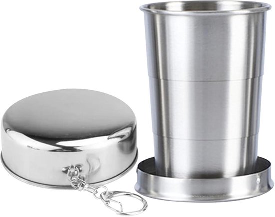Metalen Beker - Opvouwbare Mok - Buitenactiviteiten - Draagbaar Ontwerp - 150ml - Zilver