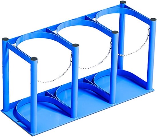 Metalen Cilinderrek - Gasfleshouder Sto - Veilige Opslag Gasflessen - Verstelbare Beschermkettingen - 60 cm - Zwart