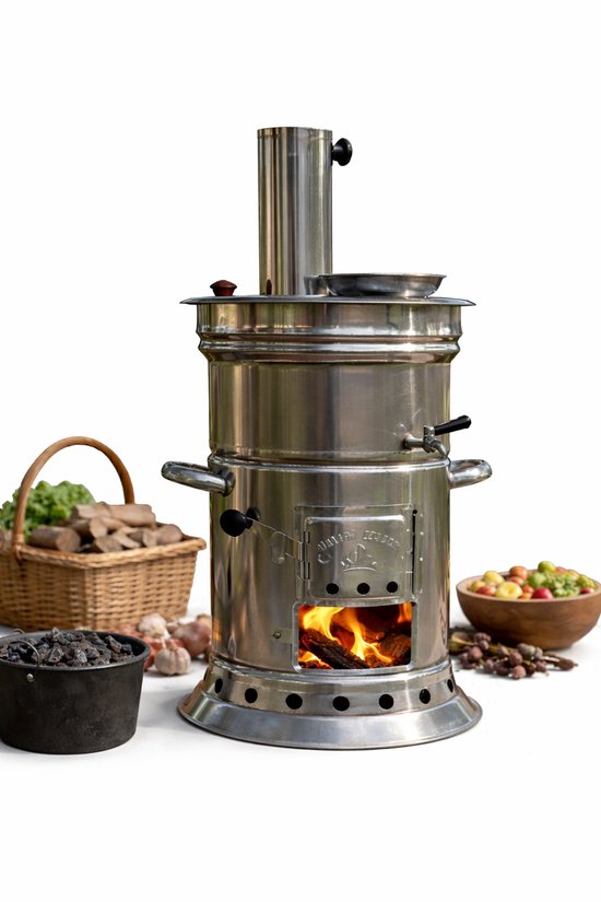 Metalen Semaver – Buiten Waterkoker – Metalen Houtgestookte Samovar voor Camping en Tuin