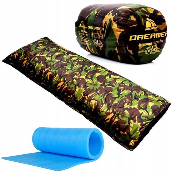 Meteor Slaapzak Deken 190x75cm Camo Lichtgewicht + Royocamp Mat