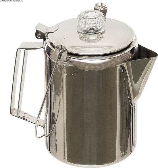 MFH Fox outdoor - koffiepot met percolator - RVS - 1,2 liter (voor ca. 9 kopjes koffie)
