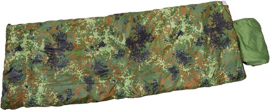 MFH Pilotenslaapzak - 2-laags - 215 x 75 cm - met geïntegreerde transportzak in hoofdgedeelte - Bundeswehr Flecktarn vlekcamouflage van MFH
