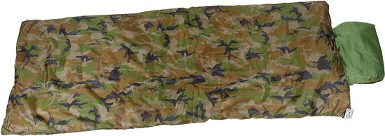MFH Pilotenslaapzak - 2-laags - 215 x 75 cm - met geïntegreerde transportzak in hoofdgedeelte - woodland camouflage van MFH