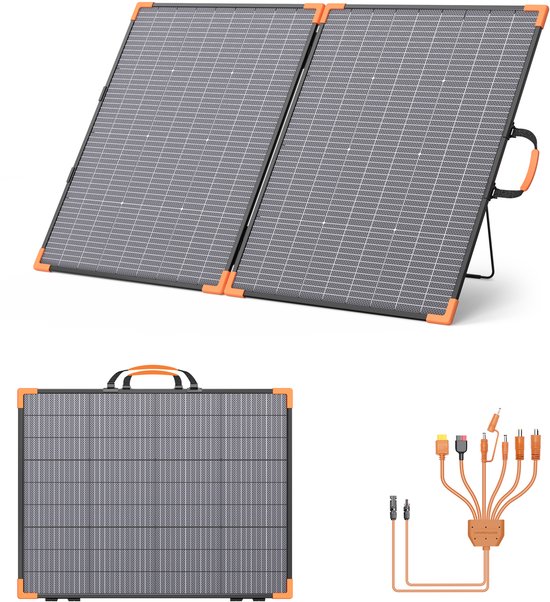 MHPOWOS 220W Vouwbaar bifaciale Zonnepaneel, Monokristallijn ETFE Zonnecollector, IP68 Waterdicht, Draagbaar Zonnepaneel voor Camping, Camper en Noodstroomvoorziening
