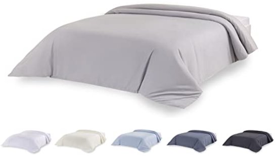 Microvezel Dekbedovertrek Set 220x220 cm - Lichtgrijs - Geborsteld Zachte Stof - Inklapsysteem - Wasbaar 40°C van Merkloos