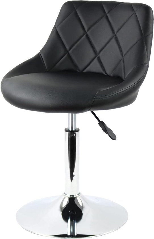 Mid Back Vanity Chair Kruk - Hoogte Verstelbaar - Draaibaar - Zwart - Thuis, Keuken, Salon, Spa pop up stool van Mi