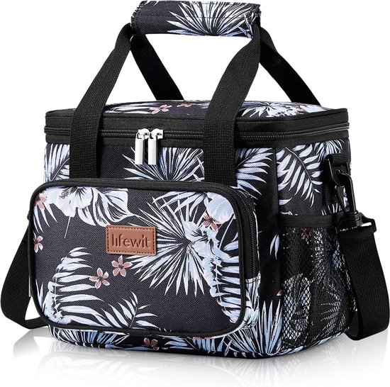 Middelgrote lunchtas 12 blikjes (8,5 l) Geïsoleerde lunchbox Zachte koelbox Koeltas voor volwassenen Heren Dames Bloemen van Mi