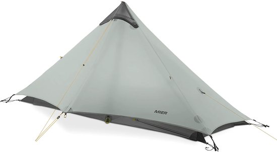 Mier Lanshan 1 Ultralichte Tent - 1 Persoons - Ultralicht - Grijs - 0,98KG - 3-Seizoenen - Inclusief Draagzak - 228x75 Vloermaat Binnen - Camperen - Hengelsport - Vissen - Trektocht - Wandelen - Sport - Waterproof - Makkelijk Mee Te Nemen van Merkloos