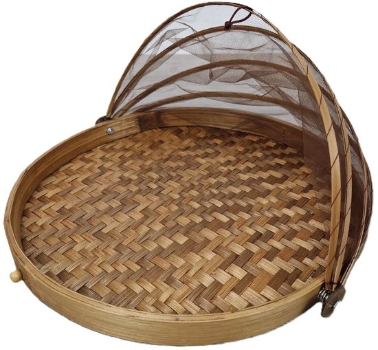 MigoStyling - Bamboe Vliegenkap - Bescherm je eten in stijl - Voedselmand - Set van 3 - Dia 25 cm, 30 cm en 35 cm - Buitenevenementen - Picknick