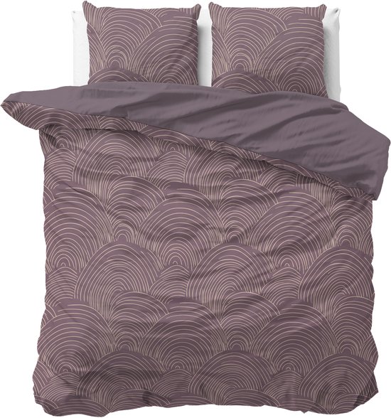 Mijn Beddengoed - Dekbedovertrek Dreaming Paars – 240x200/220 cm – 100% Katoen – Ademend & Anti-Allergisch – Met Drukknopen – Inclusief Kussensloop – Wasbaar – Instopstrook 220 cm van Mijn Beddengoed