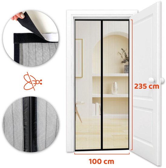 MijnVliegengordijn.nl – Premium Magnetisch Vliegengordijn 2026 - 100x235 cm - Hordeur voor enkele & dubbele tuindeuren - Zelfsluitend - Met klittenband - A-kwaliteit – Kind en diervriendelijk