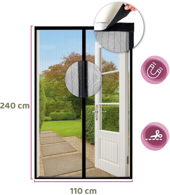 MijnVliegengordijn.nl – Premium Magnetisch Vliegengordijn 2026 - 110x240 cm - Hordeur voor enkele & dubbele tuindeuren - Zelfsluitend - Met klittenband - A-kwaliteit – Kind en diervriendelijk