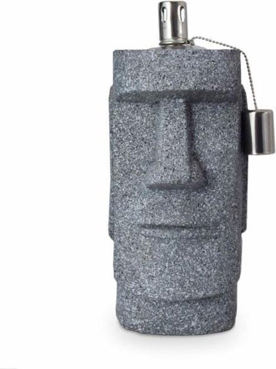 MikaMax Olielamp Moai - Paaseiland Chili - Grijs - Tuinbeeld - 12 x 12 x 31 cm - 1000 gram van Mikamax