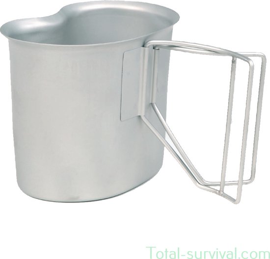 Mil-Tec US Canteen Cup, roestvrij staal, opvouwbare handvatten