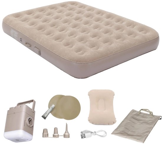 Mila Shop Luchtbed - Luchtmatras - Kampeermatras - Slaapmatras - Luxe luchtbed - Ingebouwde LED-Lamp - USB - Oplaadbaar - Lichtgewicht - 200x150x25cm van Mila Shop