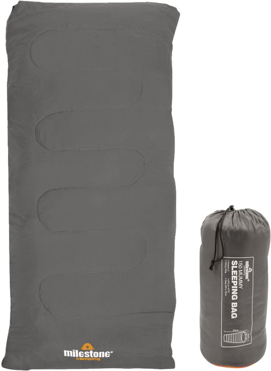Milestone Camping Dekenmodel Slaapzak 170 x 75 cm - 2 Seizoenen - Lichtgewicht met Draagtas