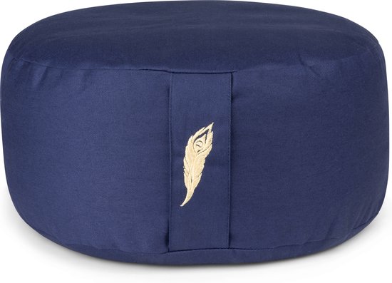 MindBaas - Meditatiekussen - Eco - Rond - Donkerblauw - Dubbel Gestikt - 15 x 33 cm (hoogte x diameter) - Yoga kussen - Yogakussen van MindBaas